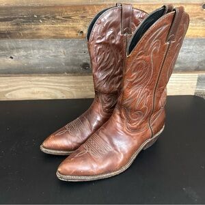 Vintage Code West Men’s Brown Leather Cowboy Boots 11 M Rodeo Farmer Festival